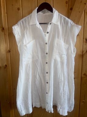 HYFVE White Textured Button-Front tunic/dress, Small